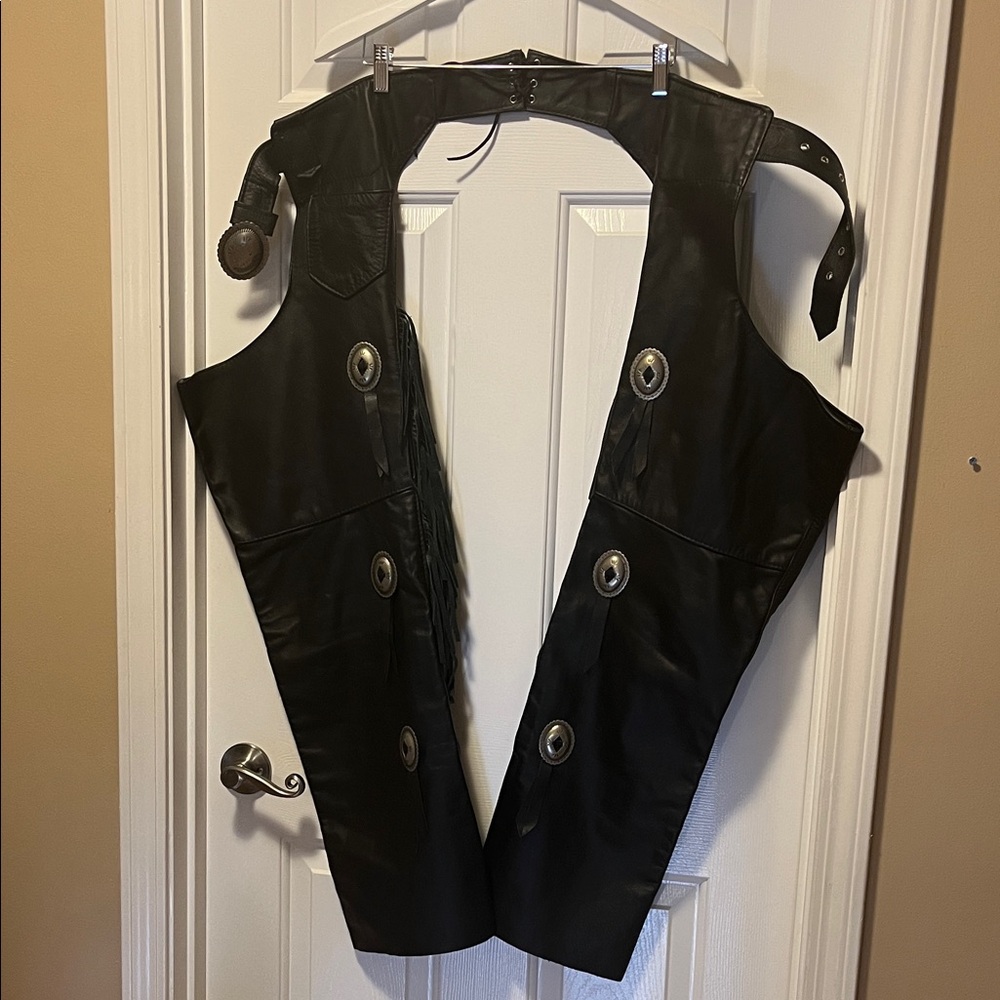 Black Leather Chaps with Silver Accents